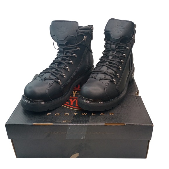 Harley-Davidson Electron Men Black Leather Motorcycle Boots D96017 Mens 10.5New